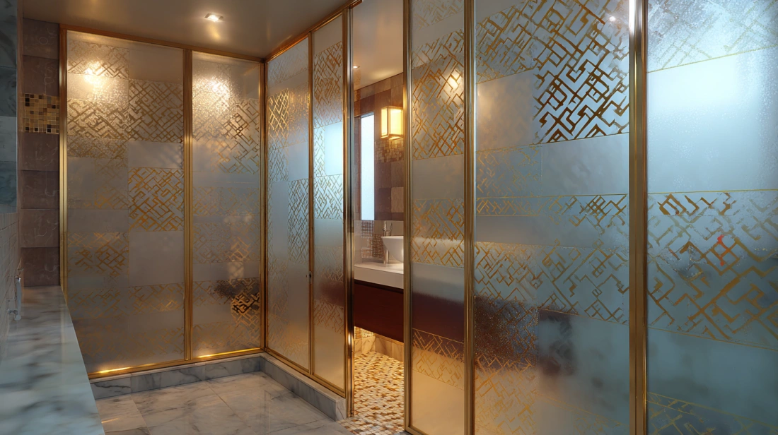 Decorative frosted glass with intricate floral patterns