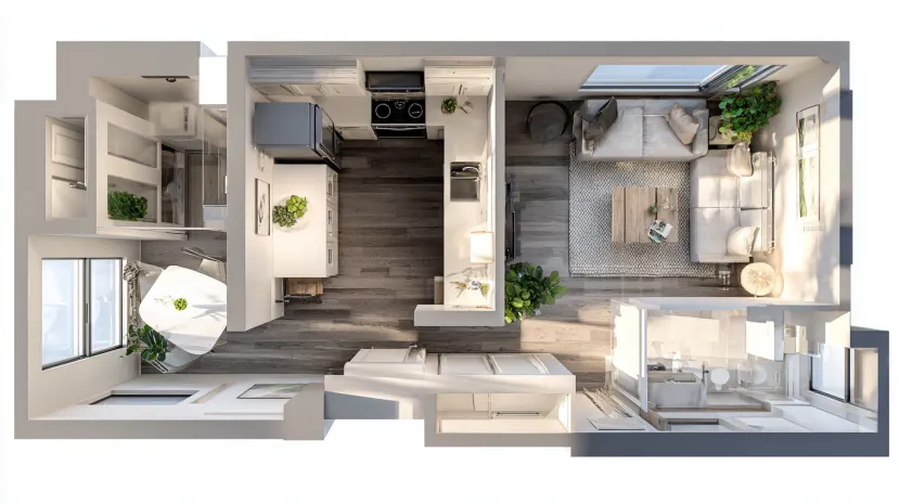 Chic 600 sq ft house plans with 2 bedrooms layout