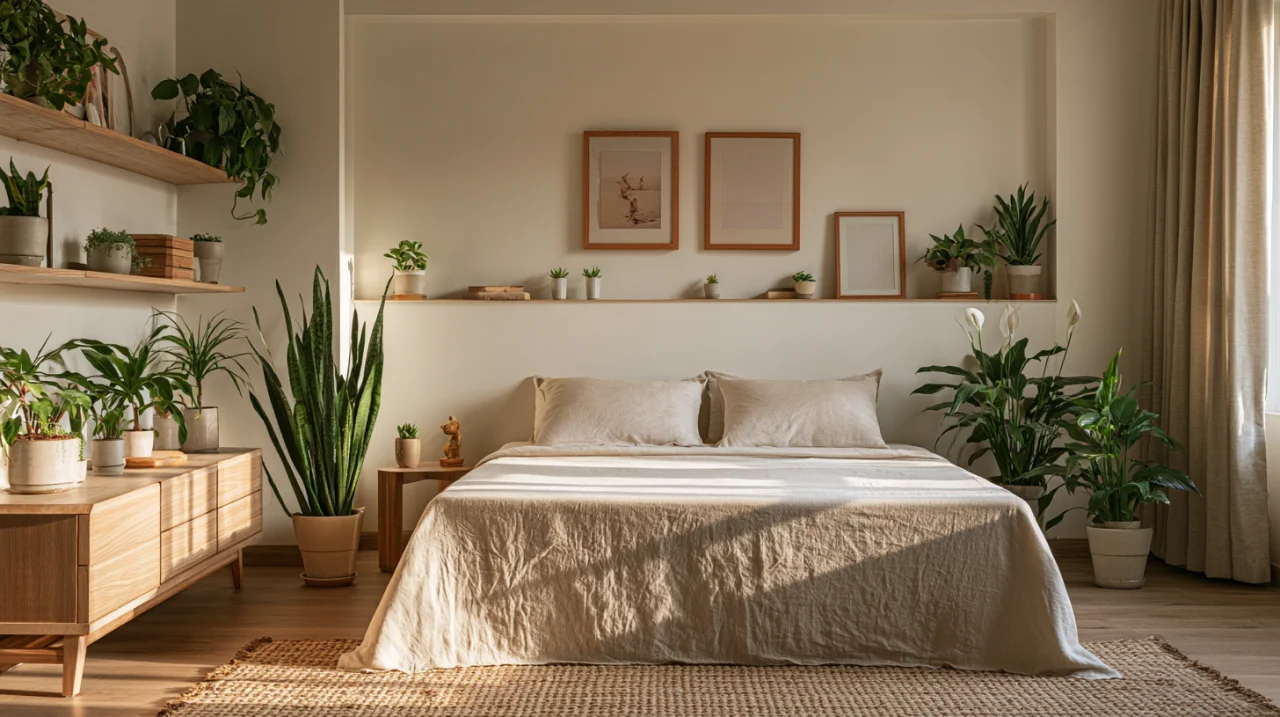 Indoor plants in bedroom