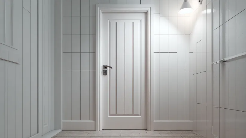 Simple white PVC plastic panel door for modern home rooms