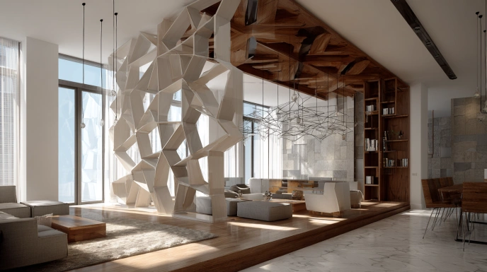 Creative partition with geometric shapes and open sections