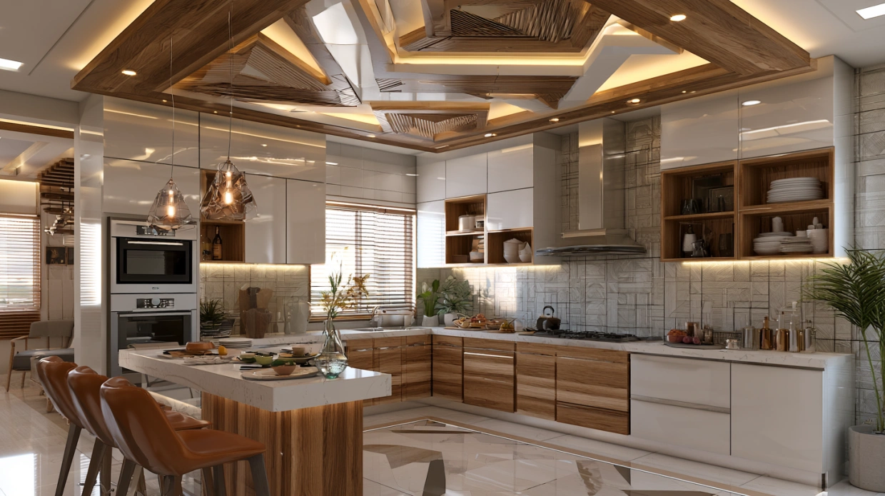 Kitchen plus-minus POP ceiling