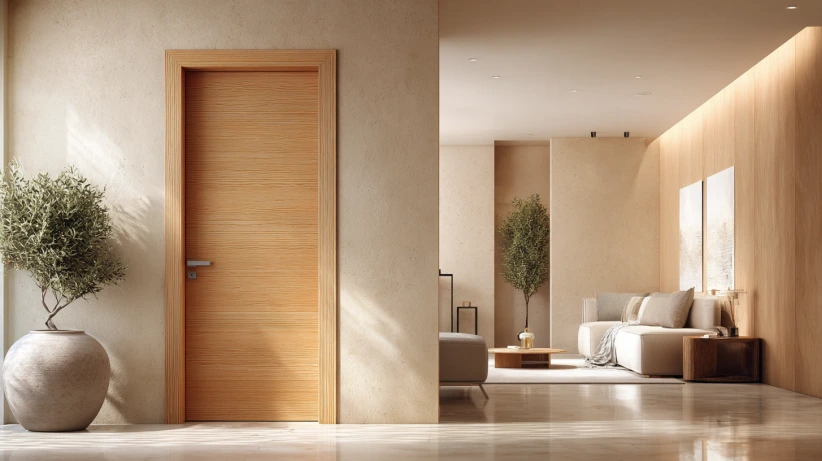 plywood finish featured in durable flush door designs