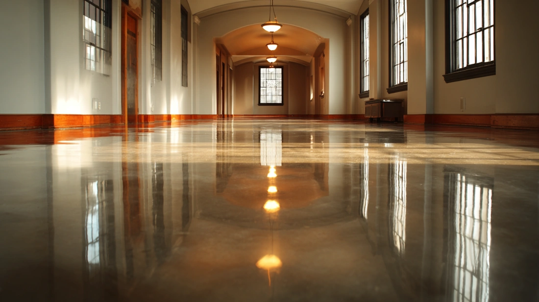 Minimalist smooth polished concrete in a modern room