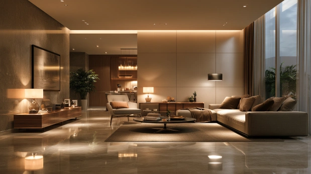 Polished IPS flooring in a luxury home