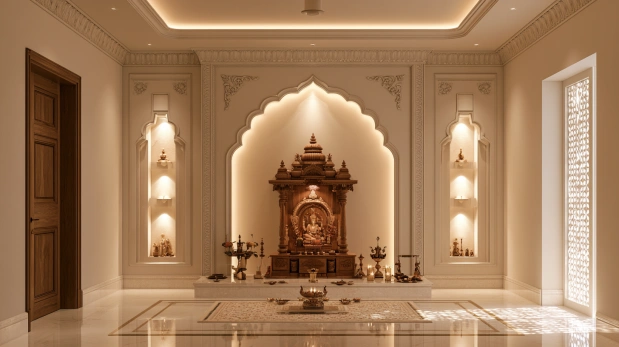 Decorative plaster pooja room