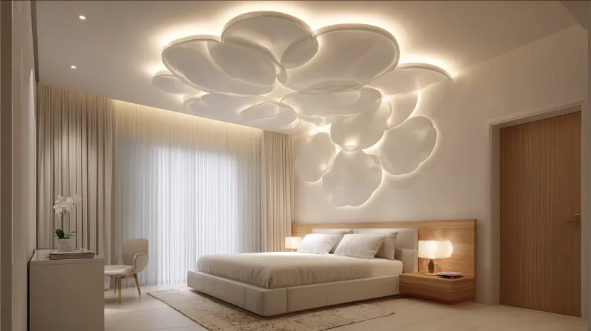 Minimal POP Flower Design ceiling for bedroom