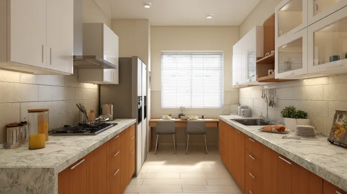 practical traditional indian kitchen design with utility area