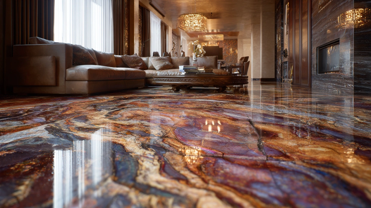 Premium granite flooring in luxury home interior