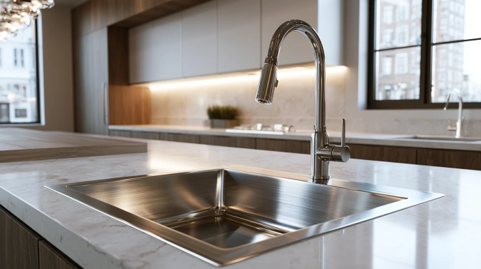 Quartz composite kitchen sink