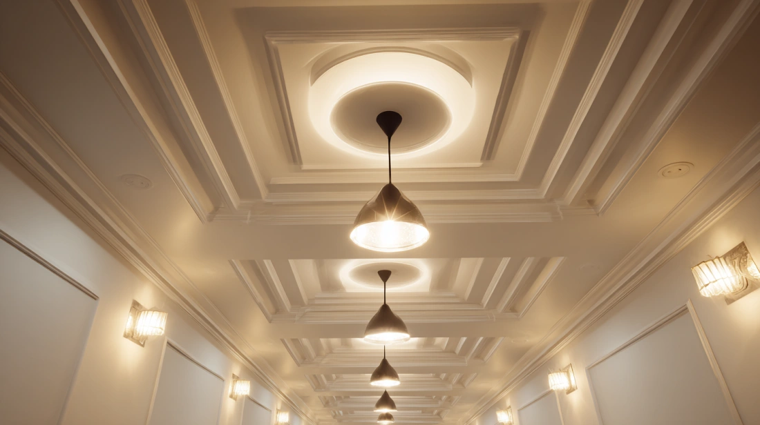Gypsum ceiling with a clean, deep recessed center panel