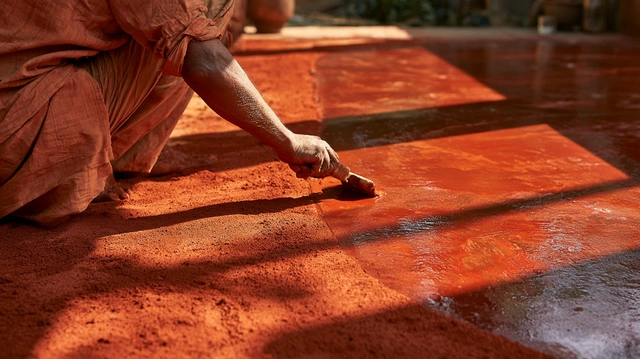 Red oxide dry powder floor coating