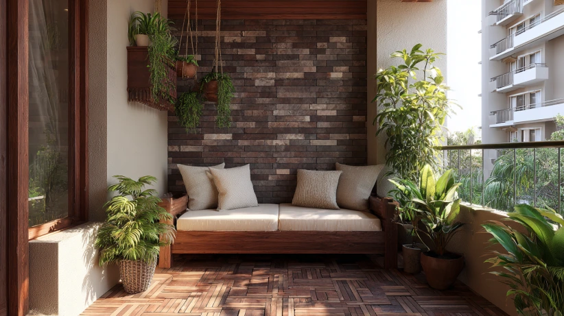 cozy outdoor seating framed by stylish brick parapet wall designs