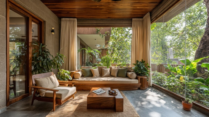 Fully integrated biophilic living room
