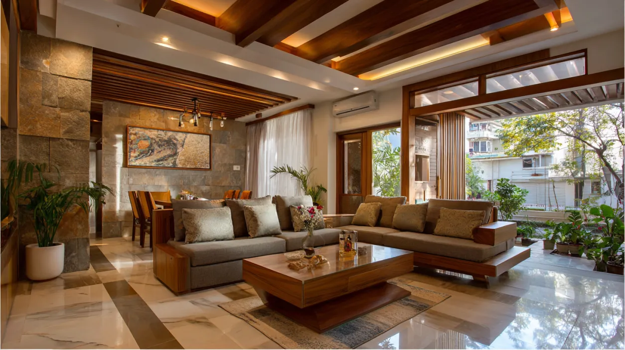 Master room design for villa interiors in Bangalore.