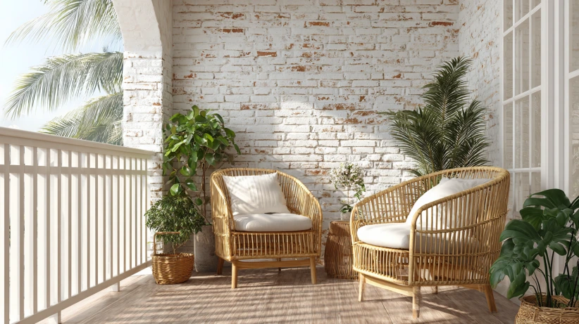 natural roots backdrop styled with modern white brick wall designs