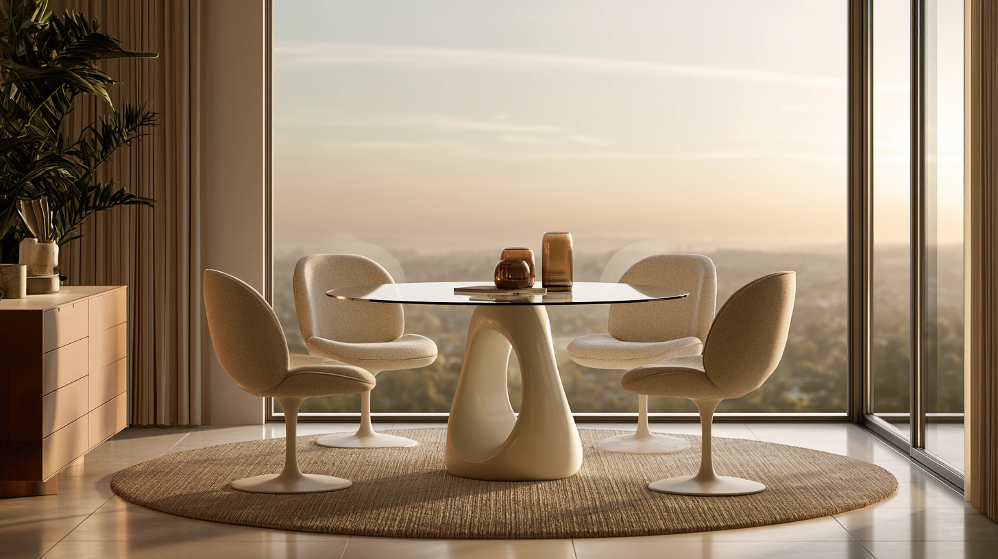 Round glass dining table