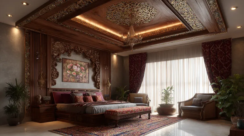 luxurious royal pop design for bedroom with elegant detailing