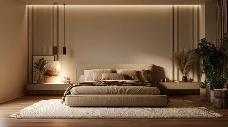 Stylish rug in bedroom