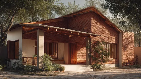 Stylish village single floor home front design concept