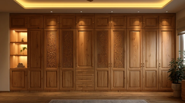 Rustic wooden wardrobe design
