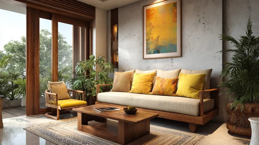 Rustic and Modern Sofa Set