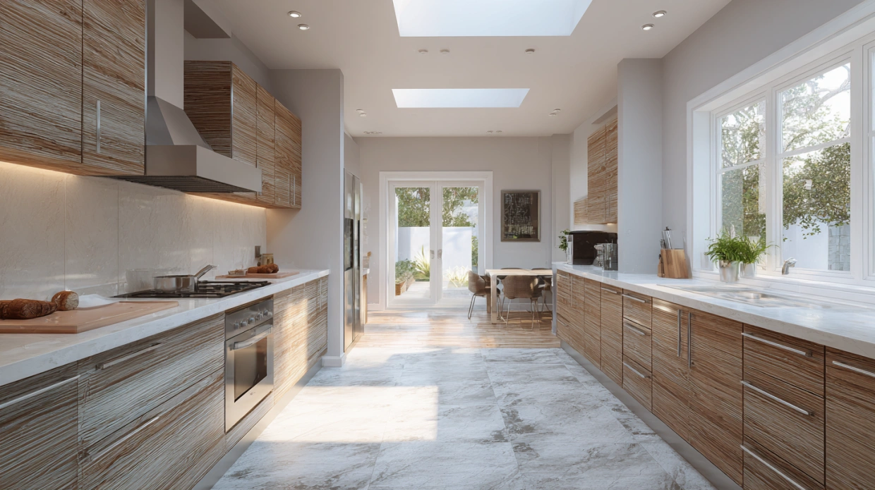 SPC flooring with a wood finish in a modern interior space