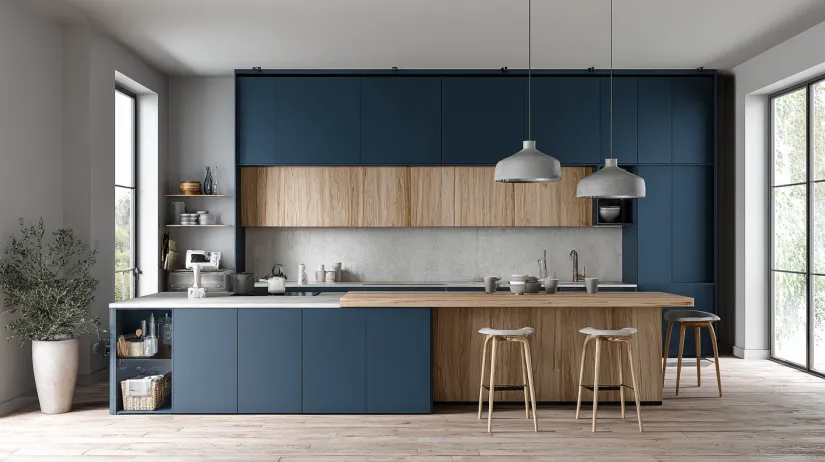blue and wood