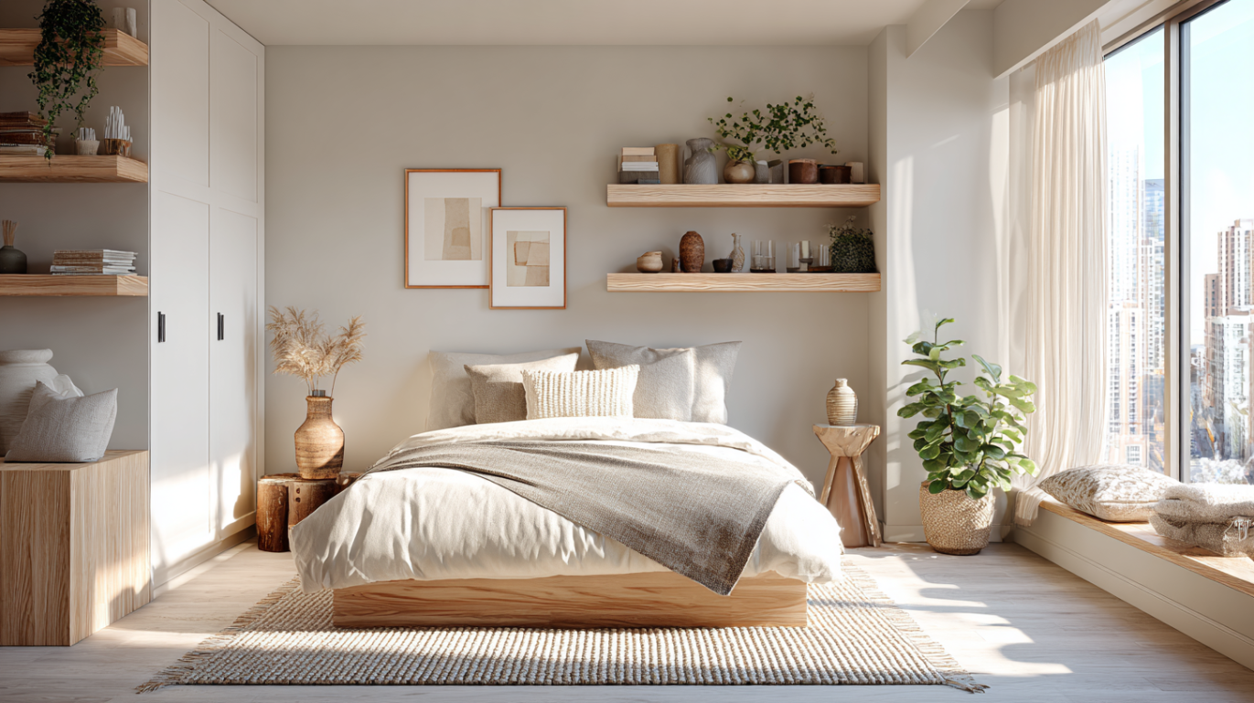 Scandinavian 1 BHK bedroom style