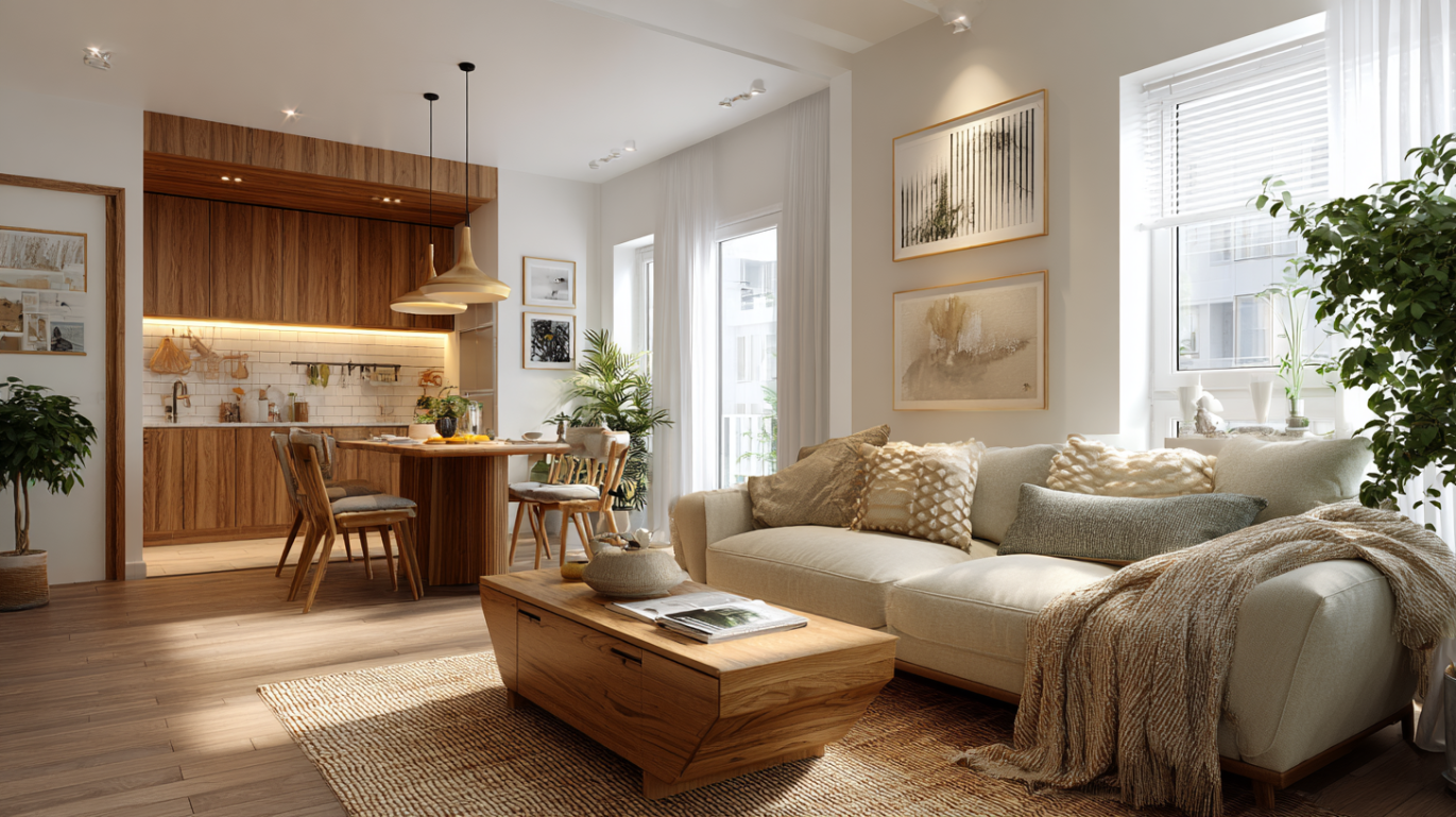 Scandinavian-style 2 bedroom apartment interior