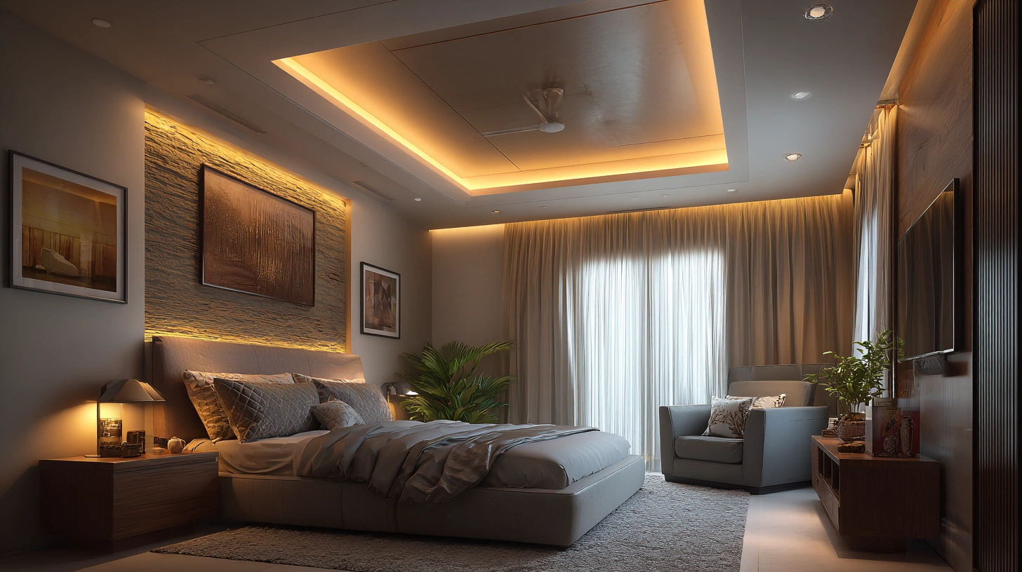 Ceiling featuring a mix of random spotlights and borders