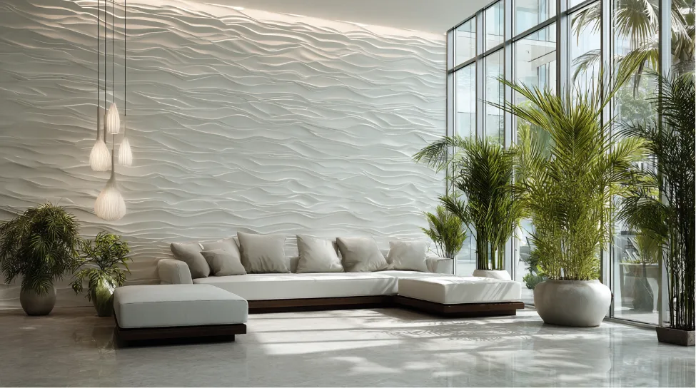 Seamless Texture with Waves 3D Tiles Design