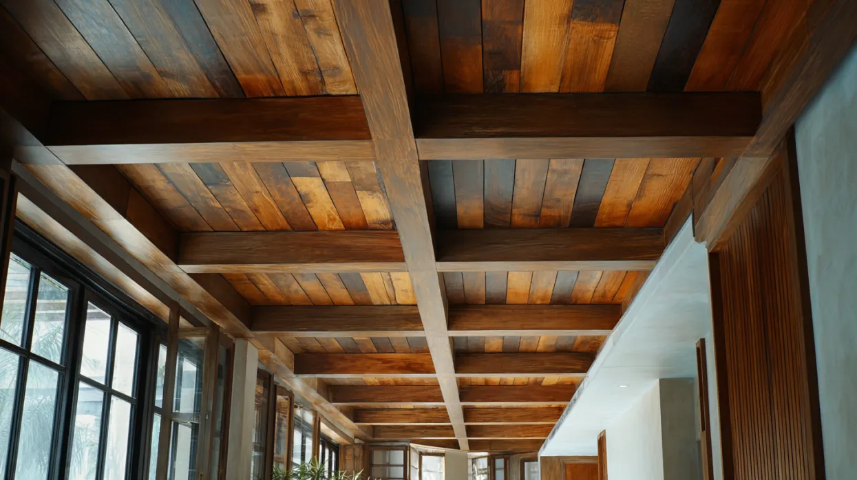 shiplap wooden false ceiling design with coastal charm