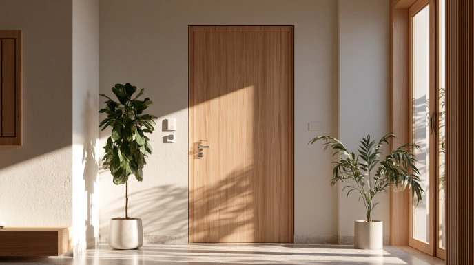 Simple flush bedroom door with clean lines