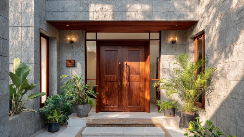 clean and minimal double door designs for main door entrance
