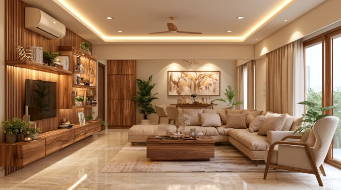False ceiling with recessed lights