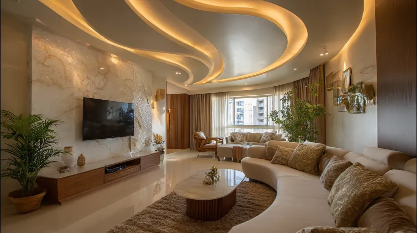 Simple POP flower ceiling design for living room