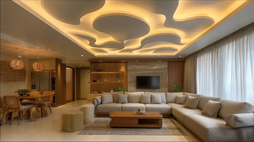 Simple POP flower petals ceiling design