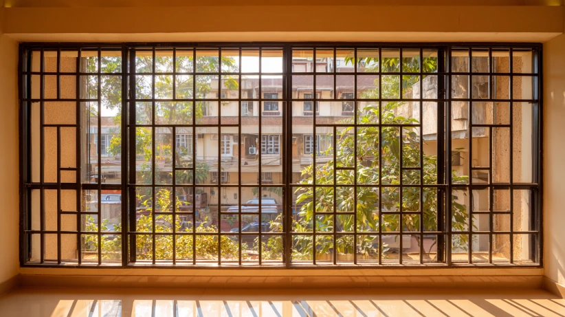 simple iron pattern featured in a clean window grill design