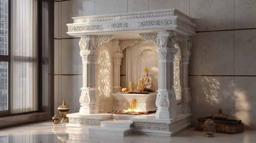 simple marble pooja mandir designs for home décor