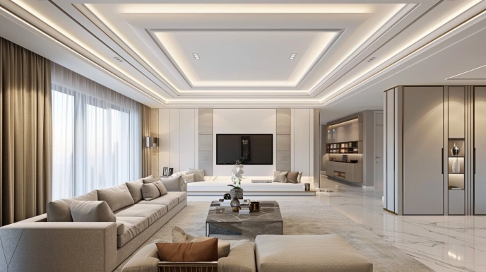 Single-level drop ceiling with border design