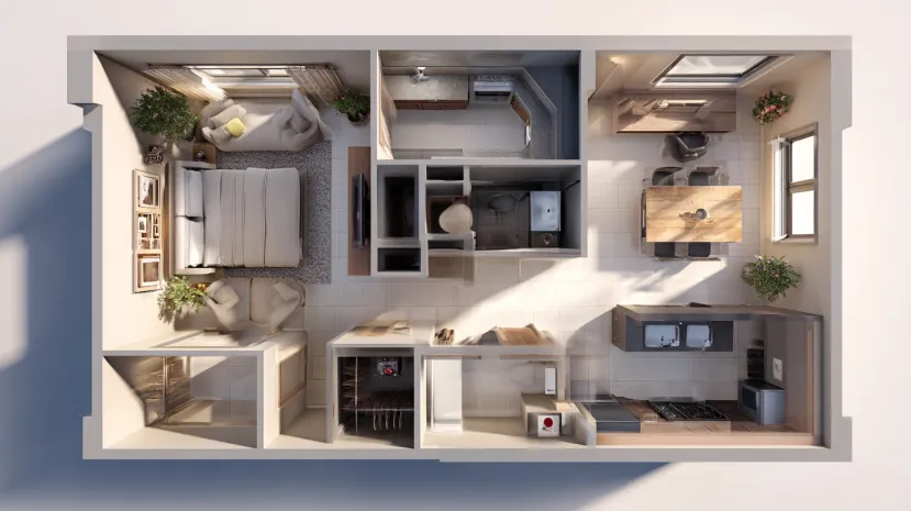 Layout for a modern 600 sq ft house plans design