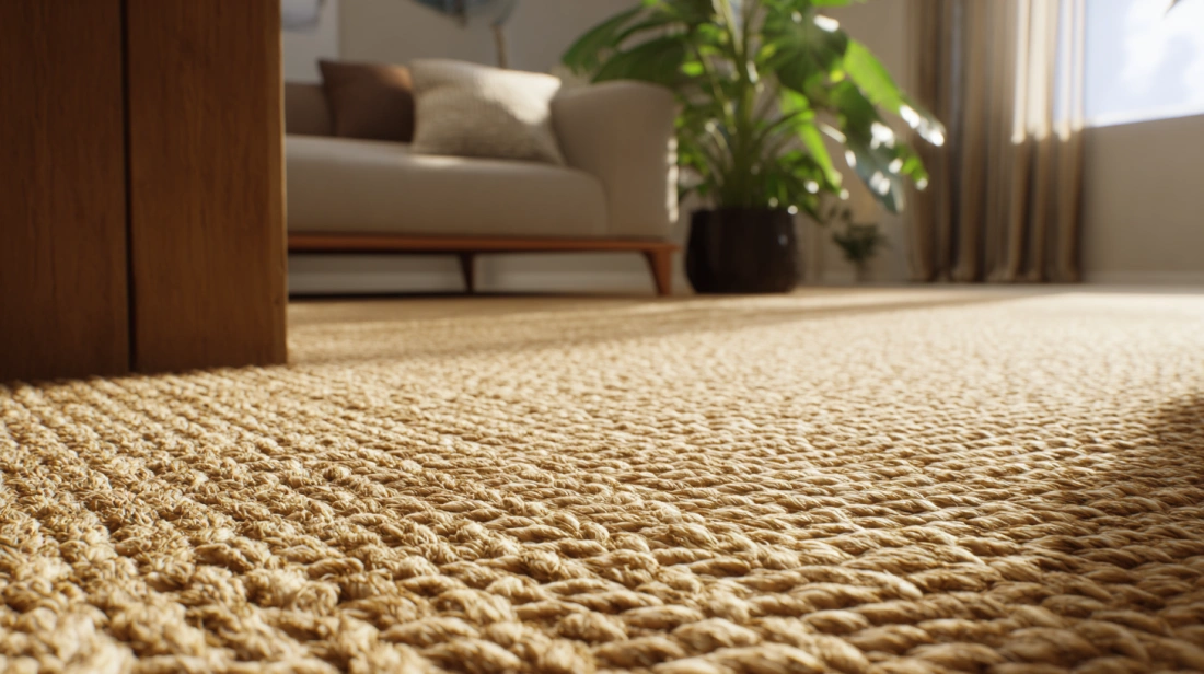 Sisal carpet texture adds natural charm to living interiors