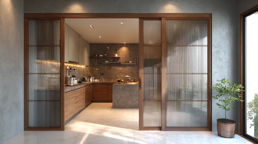 sliding doors for kitchen entrance design with modern touch