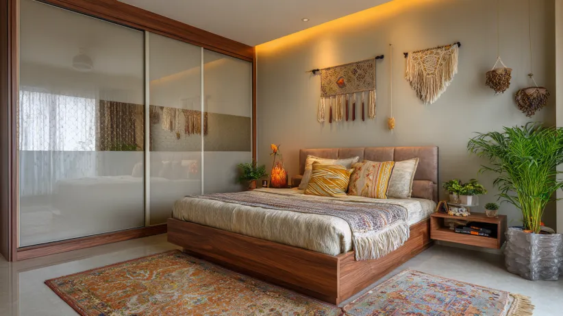 sliding panel modern wardrobe design for bedroom with smooth doors