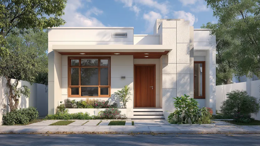 Modern 20 feet front elevation for a small house with white finish