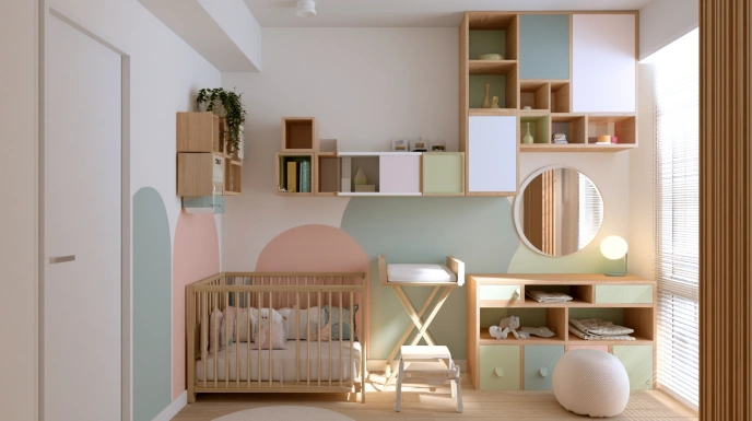 Small nursery room with smart storage