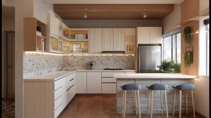 small peninsula kitchen design with seating for compact urban homes