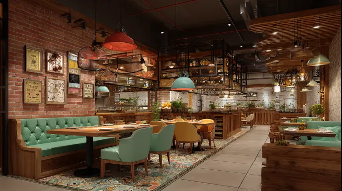 Small cafe styled in low budget restaurant interior design