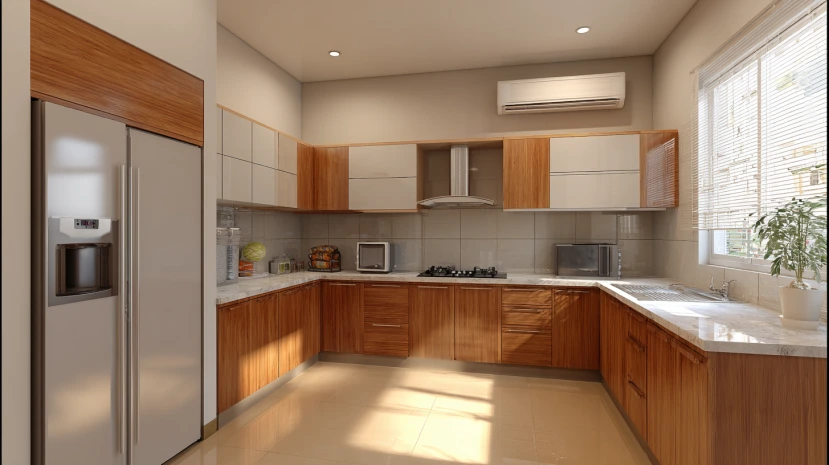 compact layout styled in a smart l-shaped kitchen